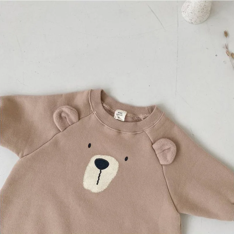 MILANCEL Pelele de lana bebé con oso – Mono primaveral acolchado