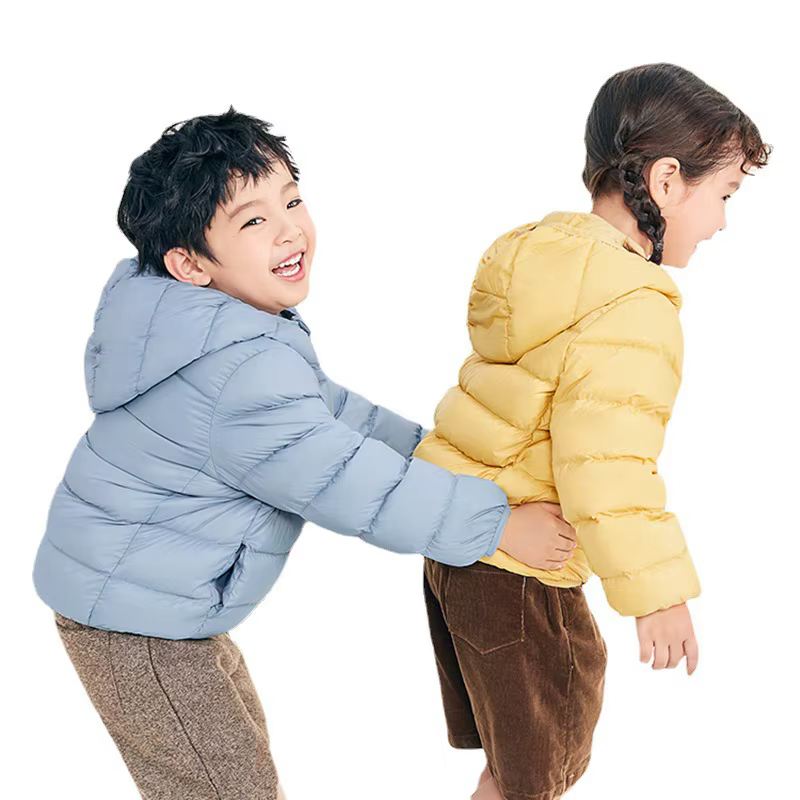 Chaqueta de plumón ligera para niños con capucha de pato