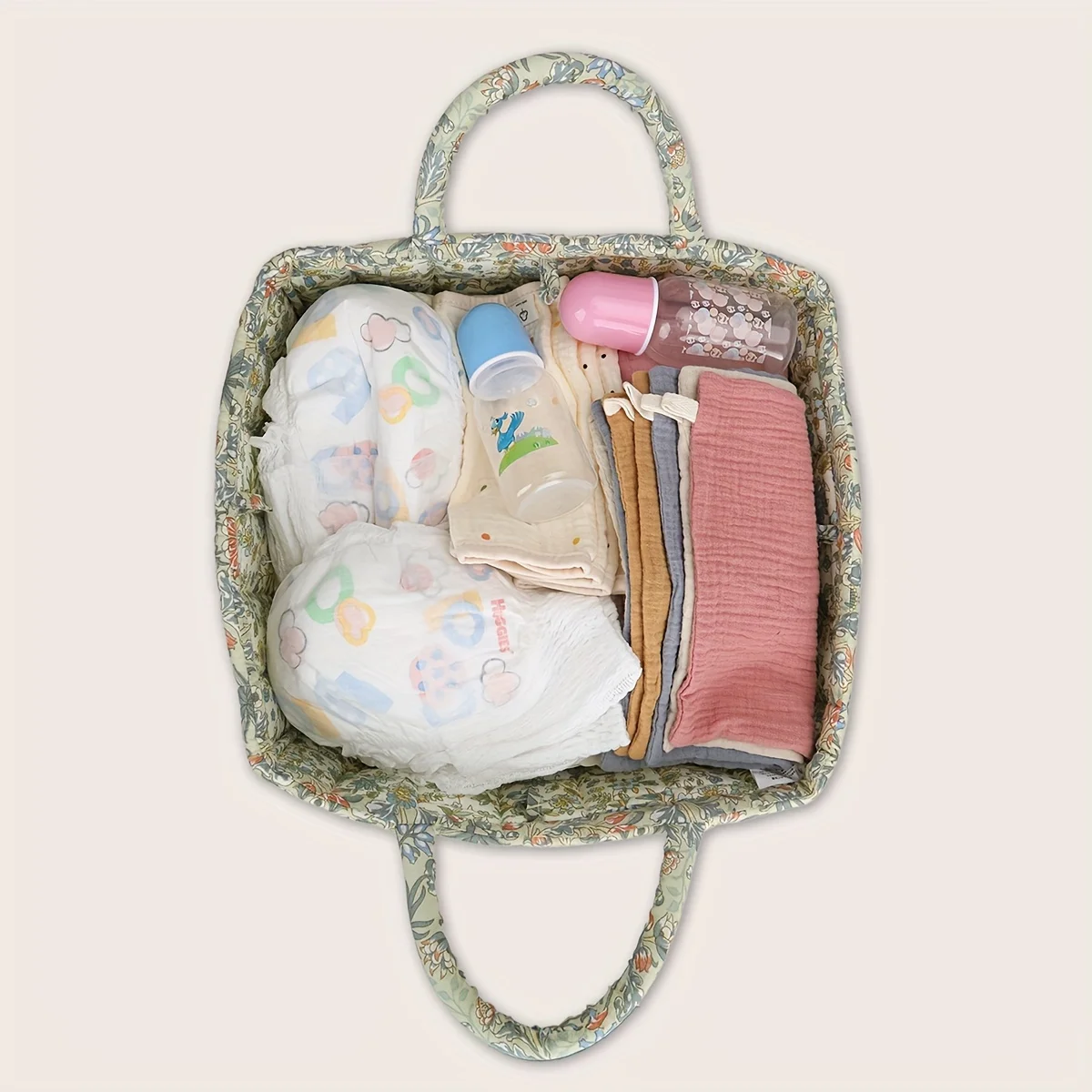 Bolsa de pañales acolchada floral rústica para guardar juguetes - imagen 3