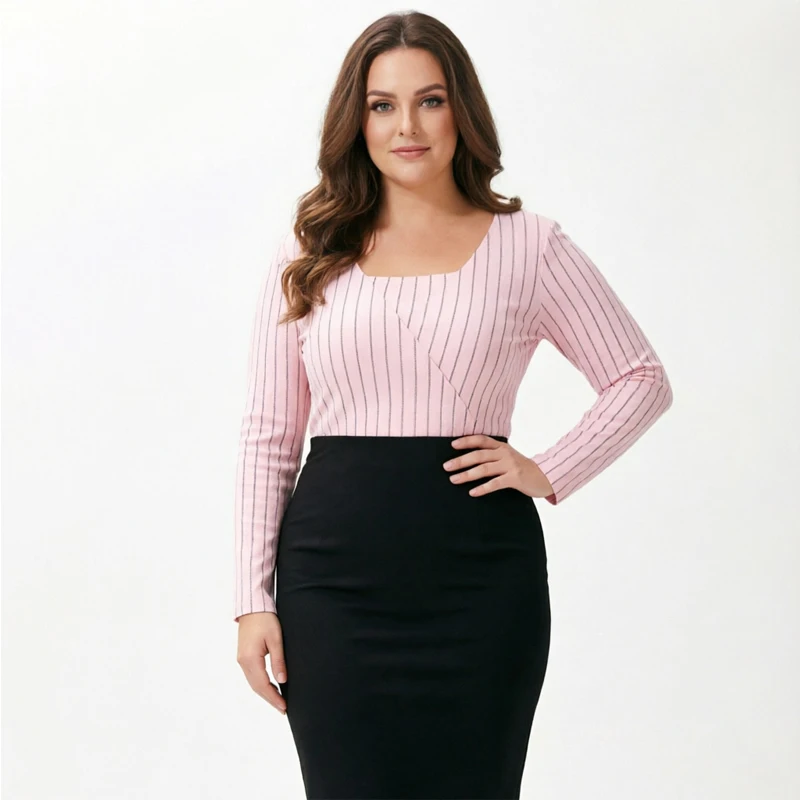 Vestido de lactancia midi con rayas cruzadas y cuello cuadrado - imagen 4