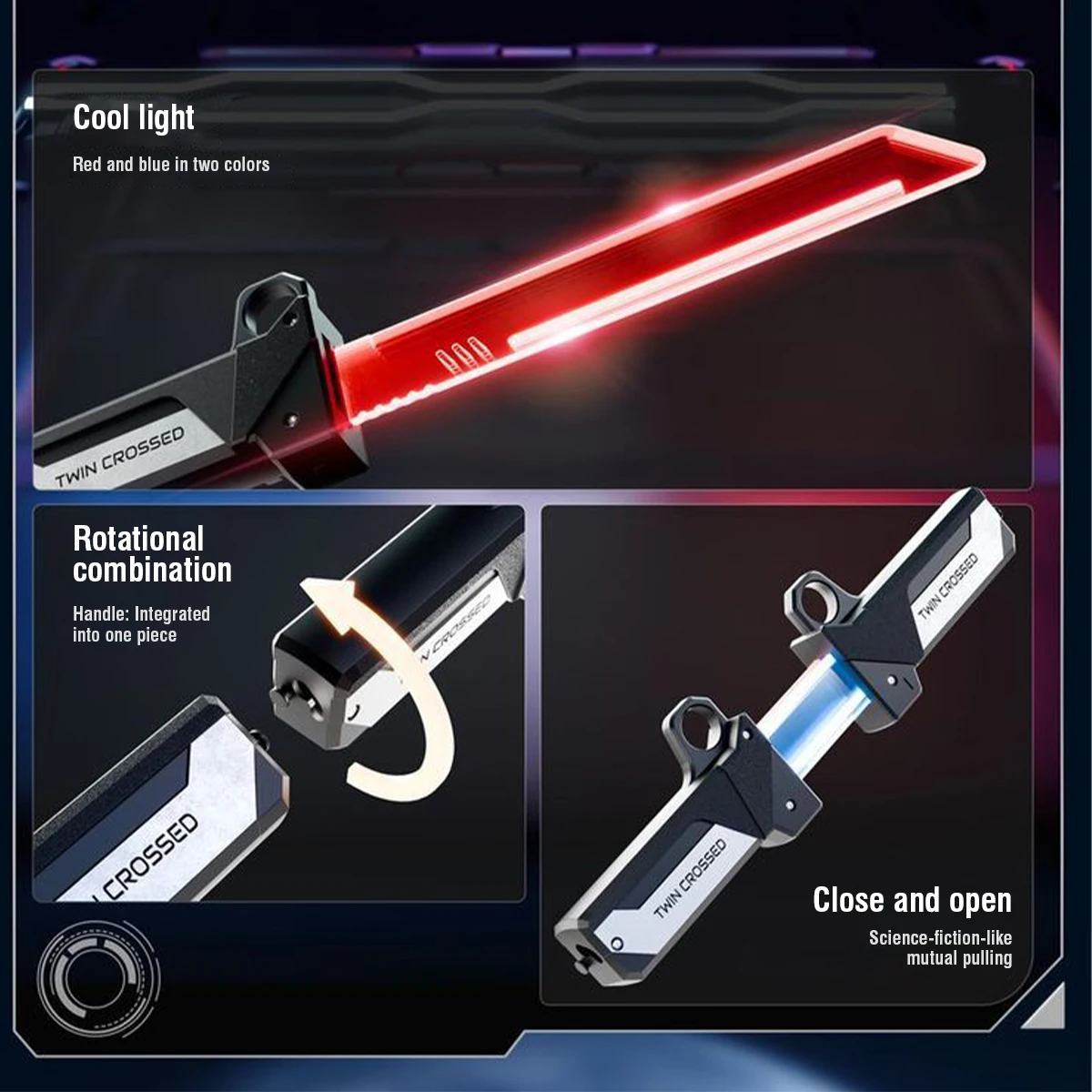 Sable láser LED de doble hoja para niños – Espada extensible de cosplay - imagen 4