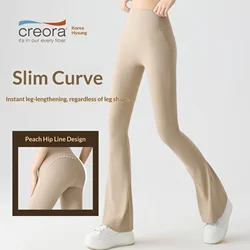Pantalones de yoga microelásticos de cintura alta acampanados