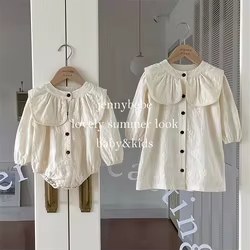 Vestido Vintage manga larga con bordado floral para niña
