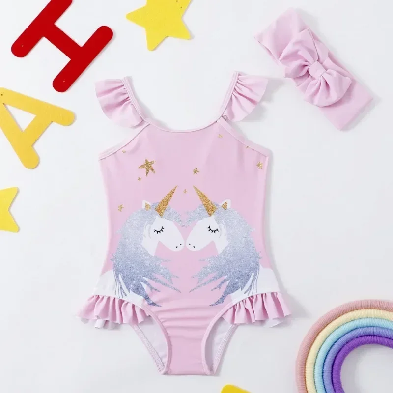 Traje de baño una pieza niña estampado sirena con volantes para playa - imagen 5