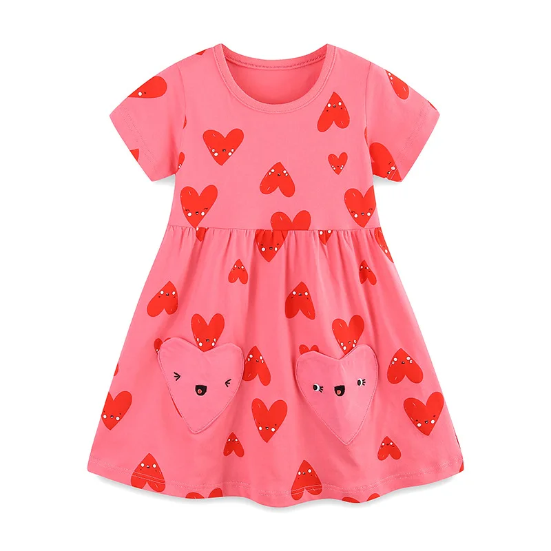 Vestido de verano manga corta para niña tipo princesa con corazones - imagen 5