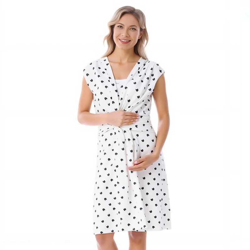 Vestido de lactancia floral sin mangas para amamantar en maternidad - imagen 2