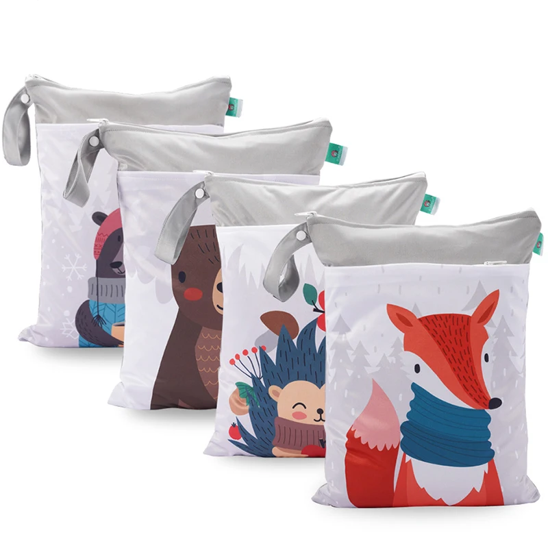 Bolsa de pañales impermeable seca y húmeda con doble cremallera