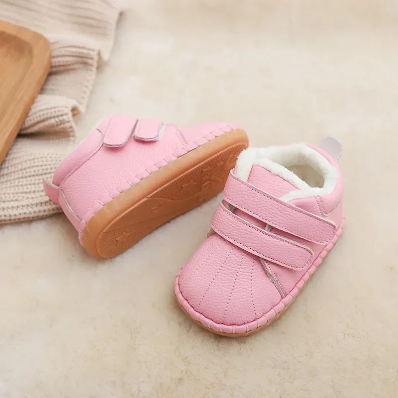 Botas de nieve de cuero para niños con forro de felpa cálida - imagen 5