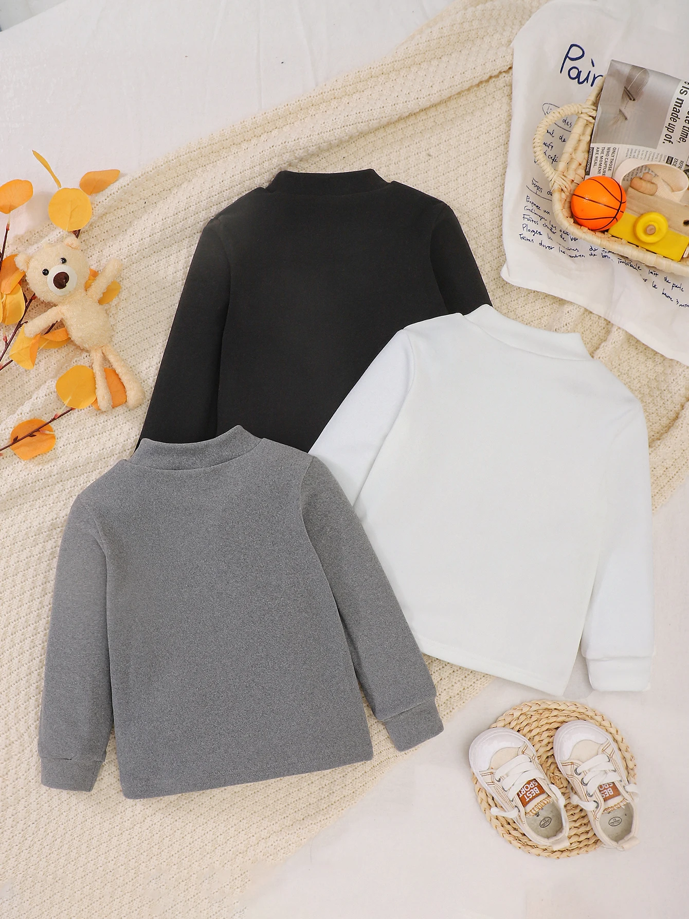 Camisetas térmicas de cuello alto suaves para niños en otoño-invierno - imagen 2
