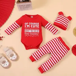 Mono bebé manga larga a rayas rojas y blancas – Conjunto de ropa