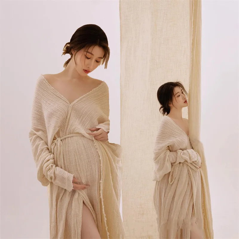 Vestido de maternity con lentejuelas y cuello en V para sesión de fotos - imagen 2