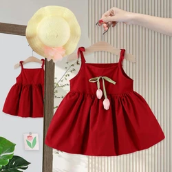 Vestido veraniego en algodón para niñas con falda de tirantes