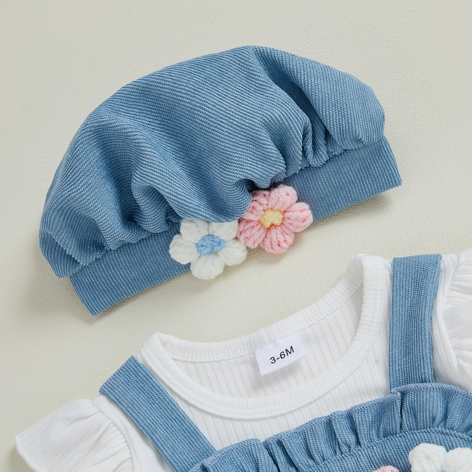 Mono bebé niña bordado floral cuello redondo efecto dos piezas - imagen 4