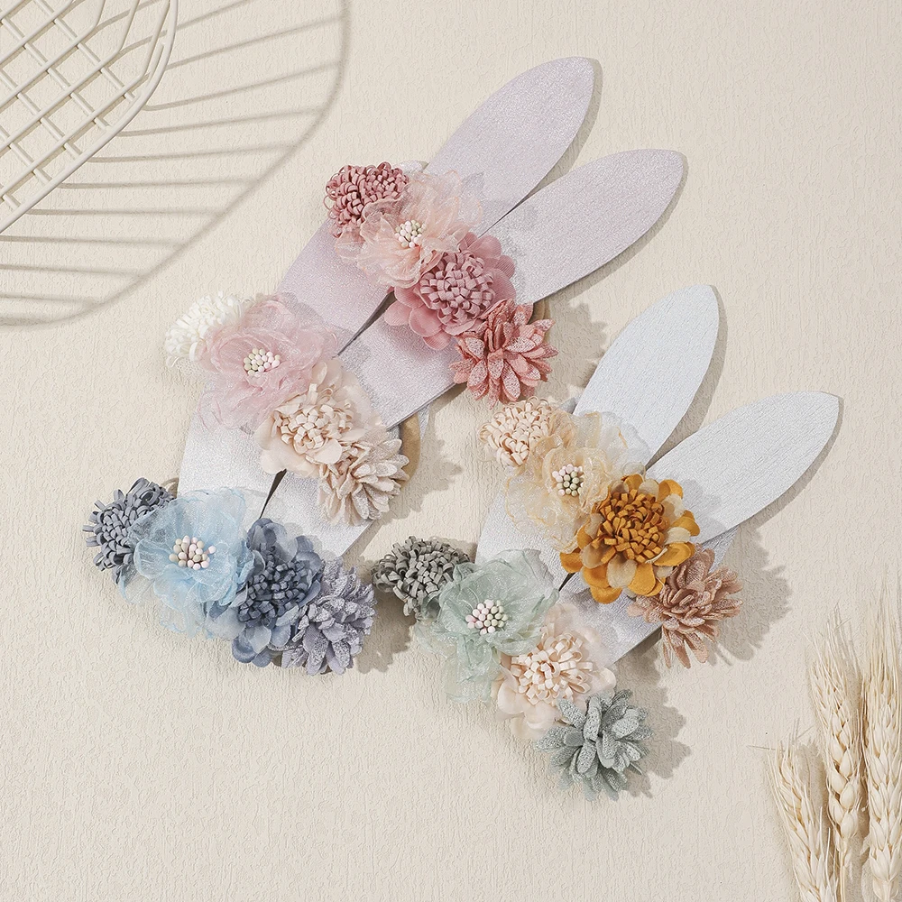 Diadema elástica con orejas de conejo para bebé - imagen 3