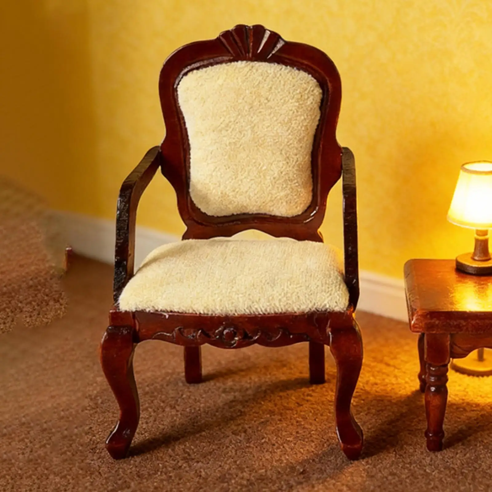 Silla para casa de muñecas vintage de madera hecha a mano - imagen 2