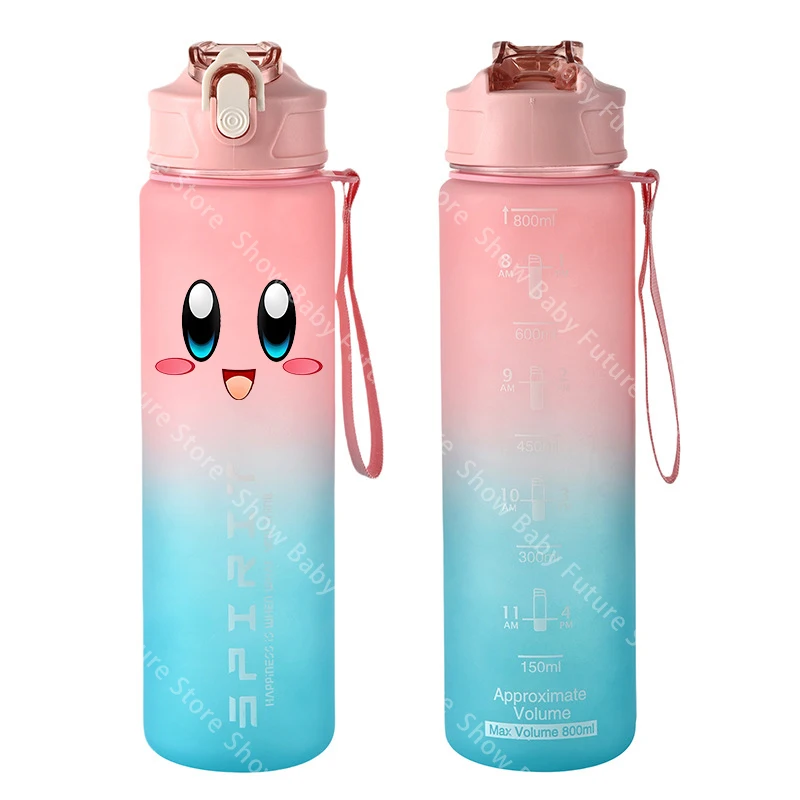 Botella de agua deportiva transparente Kirby, portátil para gimnasio - imagen 2