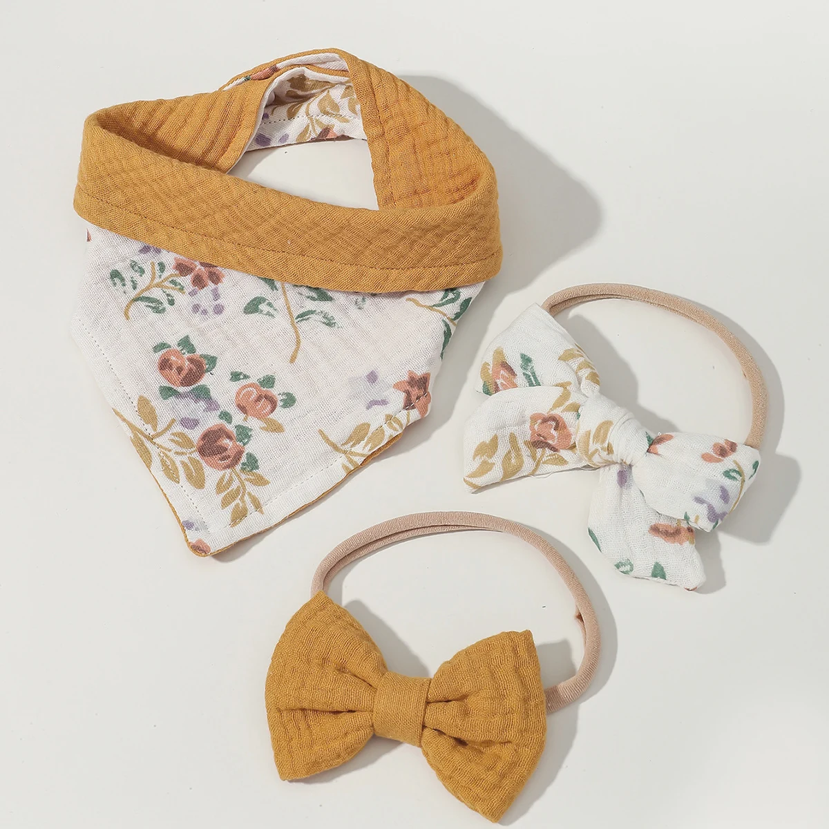 Babero y diadema de lazo triangular transpirable para niñas - imagen 4