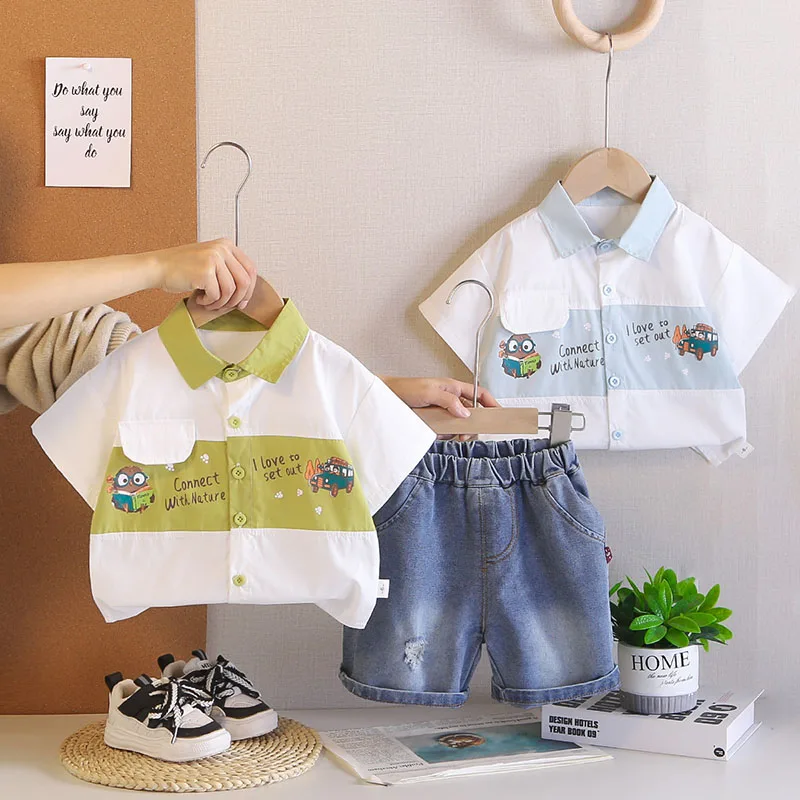 MILANCEL conjunto de verano para niños con camisa y pantalón vaquero - imagen 2