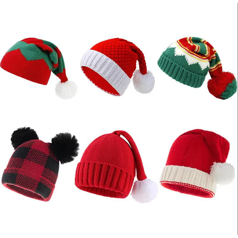 Gorro de Navidad en punto con pompón para bebé, madre e hijo invernal - imagen 3