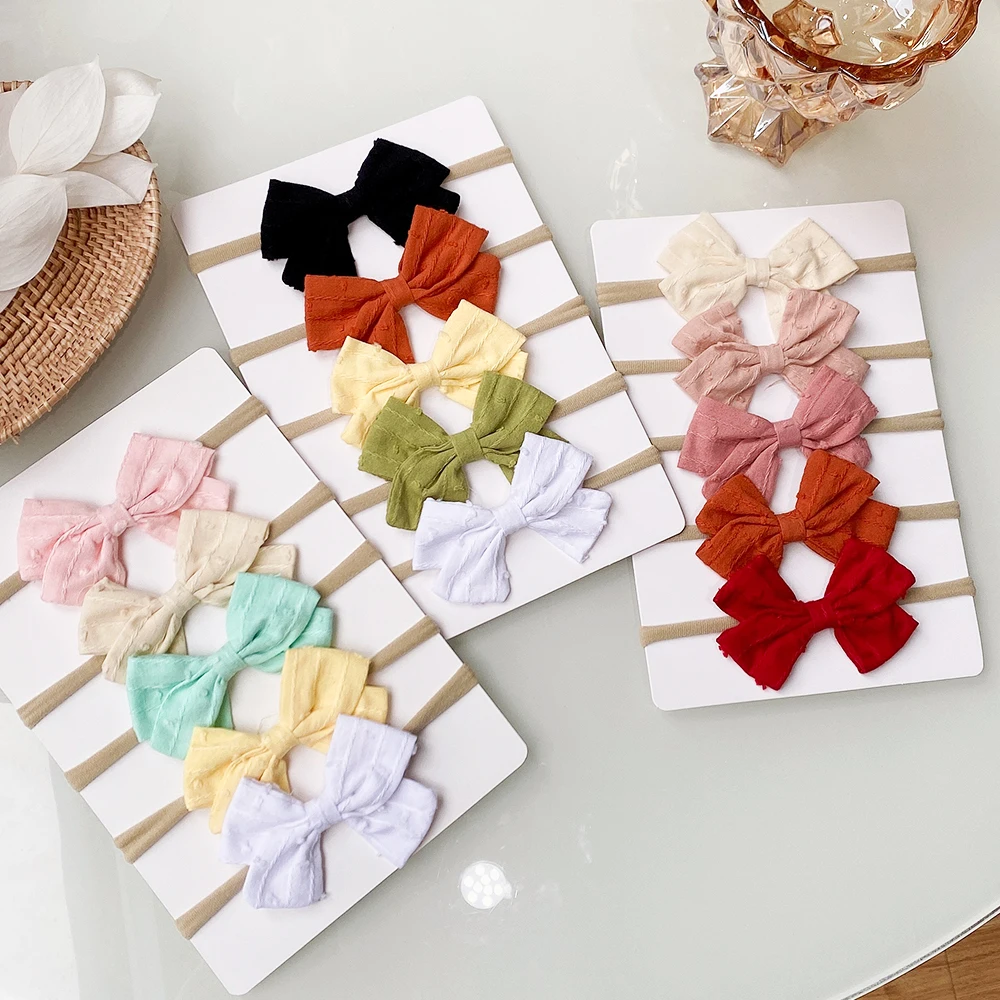 Diadema de lino y algodón para bebé niña – Lazos elásticos suaves