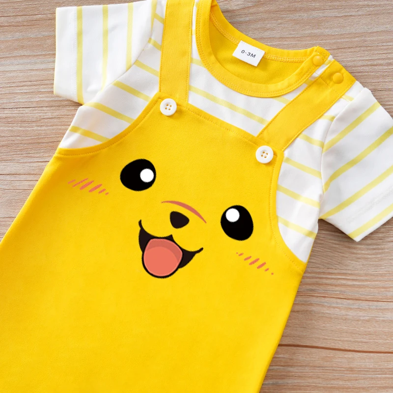 Mameluco Animal verano bebé – Estampado perro amarillo manga corta