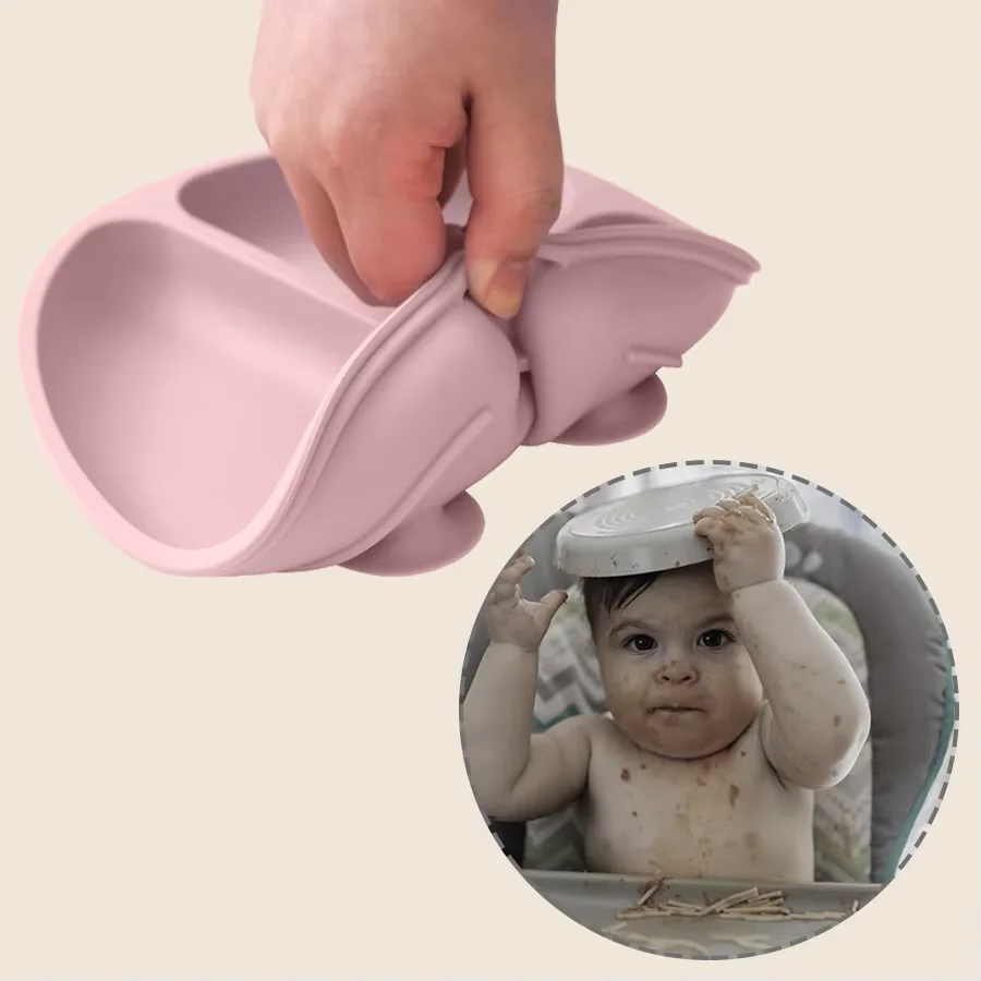 Plato de succión de silicona para bebé - juego de alimentación sin BPA - imagen 3