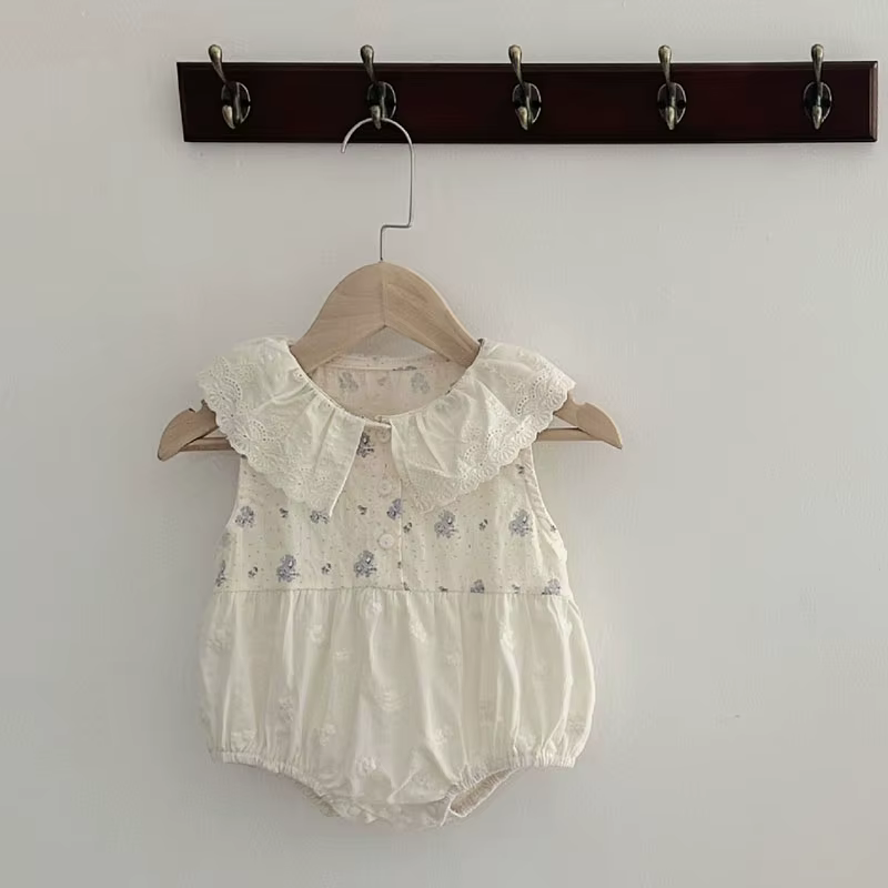 MILANCEL body sin mangas bebé niña – floral azul con encaje