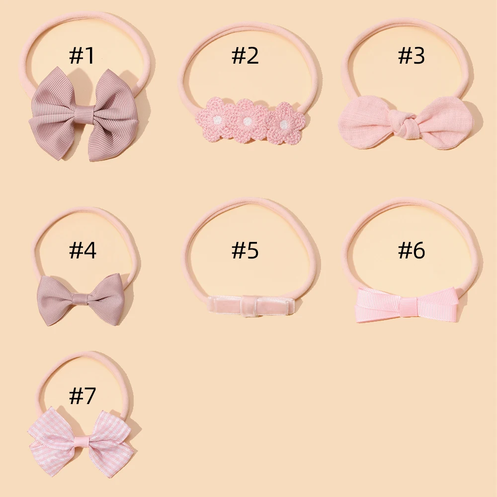 Diadema bebé princesa rosa con lazo de cinta elástico - imagen 5