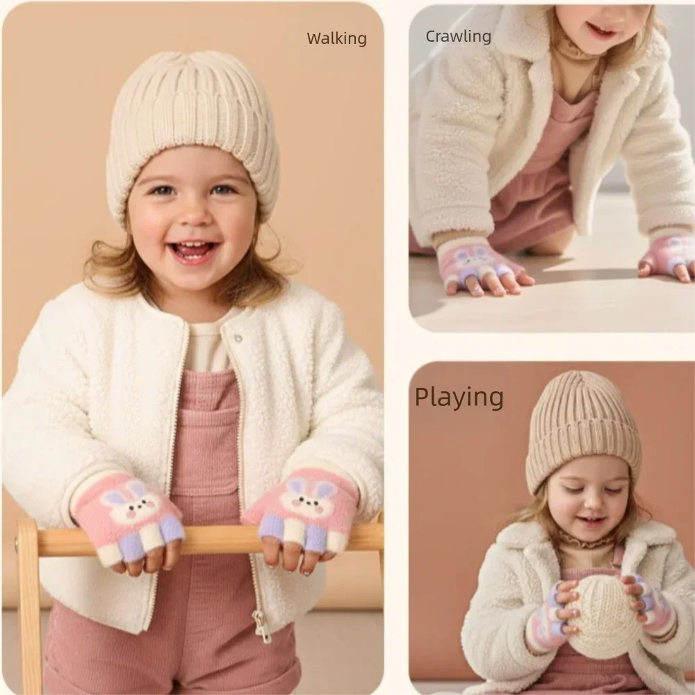 Guantes de invierno para bebé punto suaves caramelo a prueba de viento - imagen 2