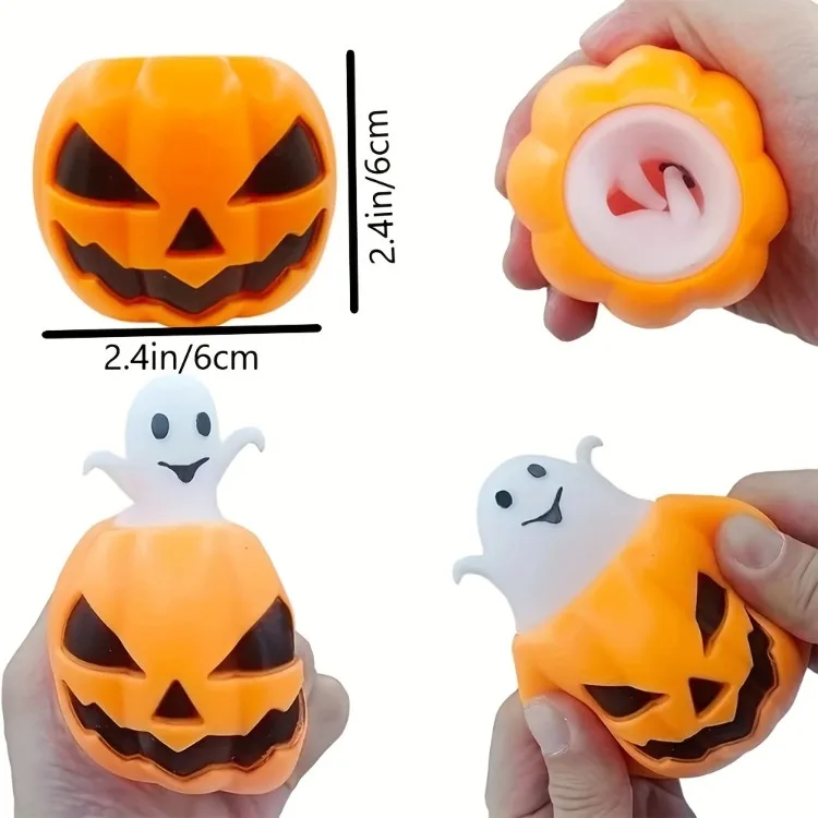 Bolas antiestrés de calabaza con expresiones faciales diversas