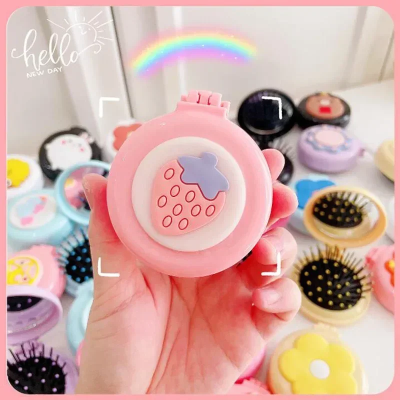 Peine plegable con espejo para bebé - Cepillo portátil, suave y cómodo - imagen 3