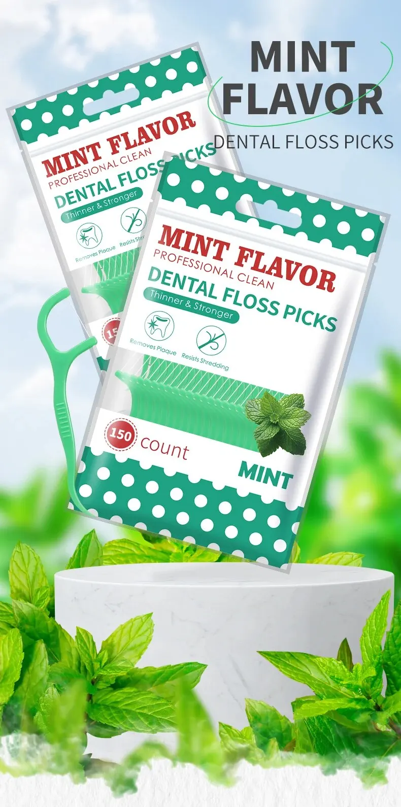 Hilo dental de menta pack 300 unidades