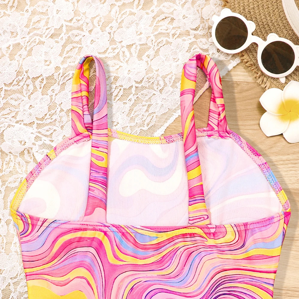 Traje de baño recortado veraniego para niña estilo surf - imagen 5