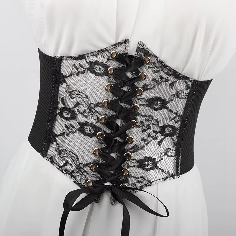 Cinturón tipo corsé retro con cordones