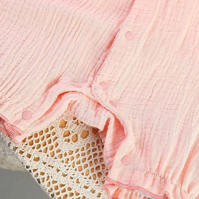 Mameluco de verano para niña con bordado y manga corta transpirable - imagen 3