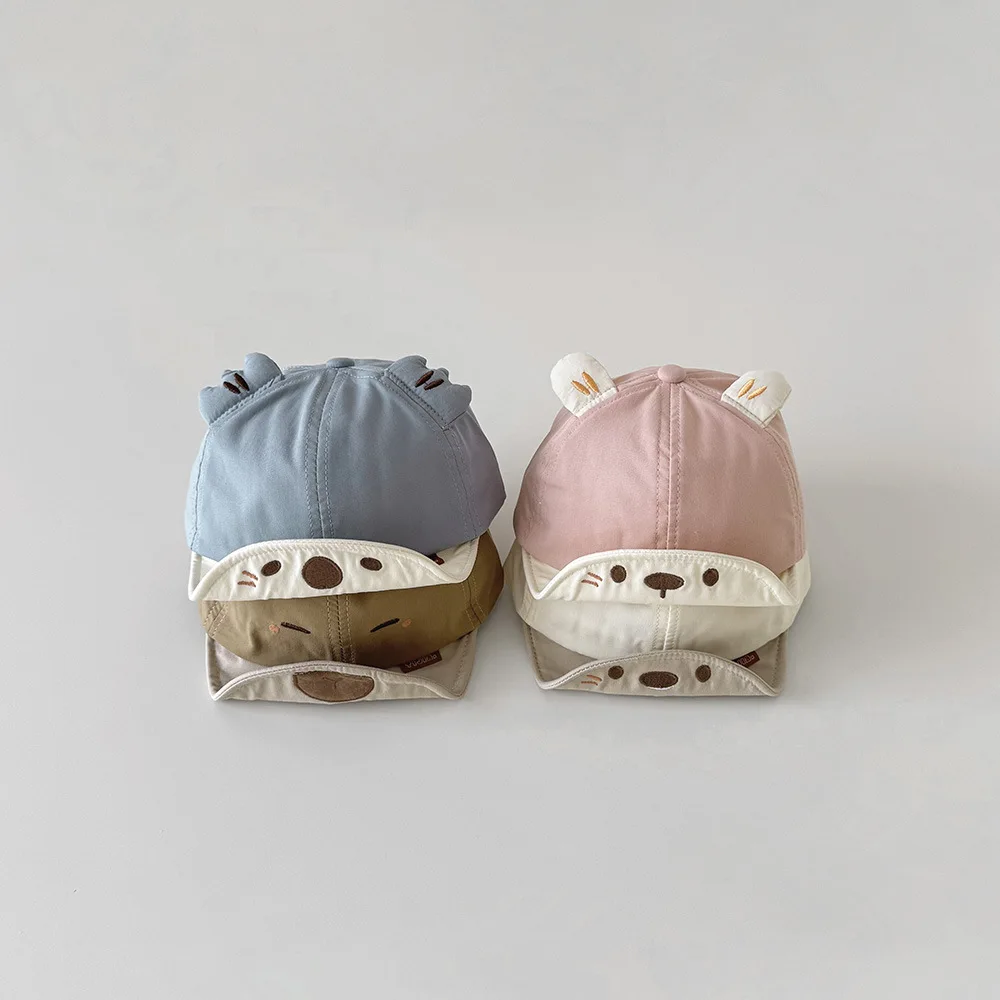 Gorra de Béisbol para Bebé con diseño de oso de dibujos animados y orejas