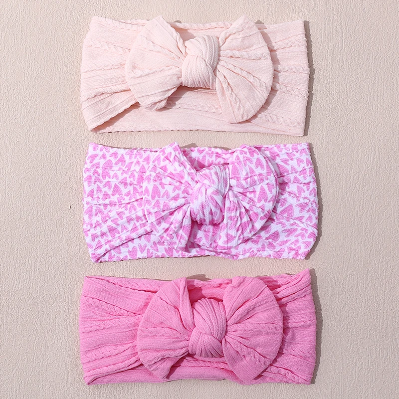 Diademas bebé con corazones y lazos de nailon estilo princesa