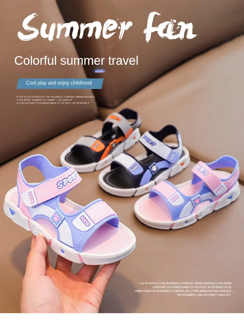 Sandalias para niños con dibujos animados y cierre de velcro