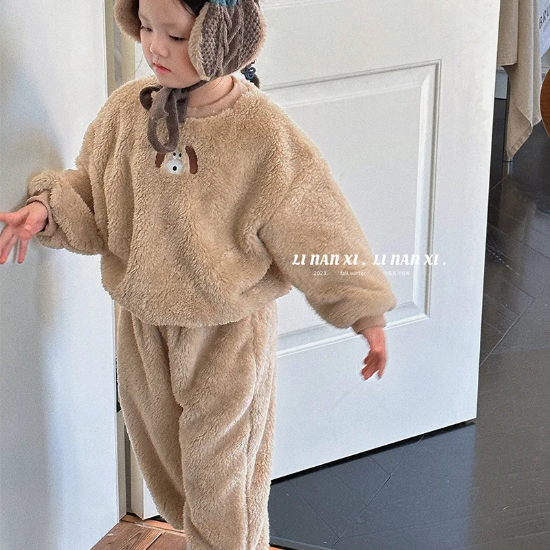 Conjunto de felpa con osito para niña – Dos piezas invierno - imagen 2