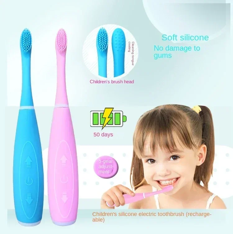 Cepillo de dientes eléctrico sónico para niños con diseño de dibujos animados
