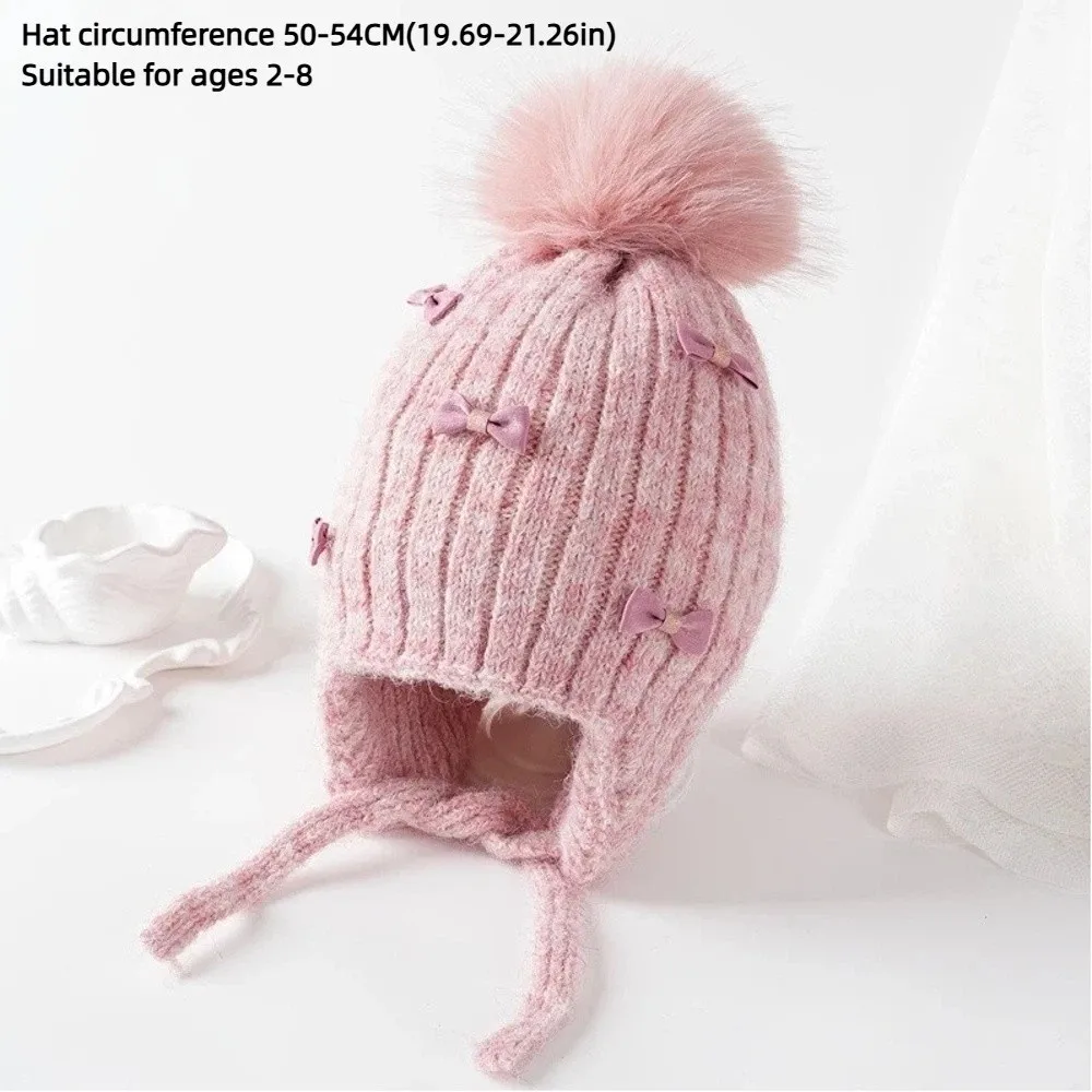 Gorro de invierno para niños en tonos grises, rosas y beige