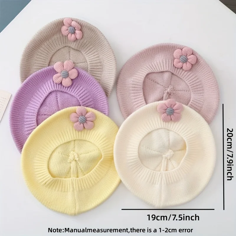 Gorro boina tejido cálido para bebé – color sólido otoño-invierno - imagen 5