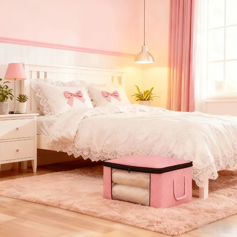 Contenedor plegable con cremallera y ventana transparente para cama