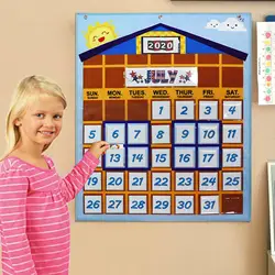 Calendario de pared infantil mensual con bolsa colgante didáctica