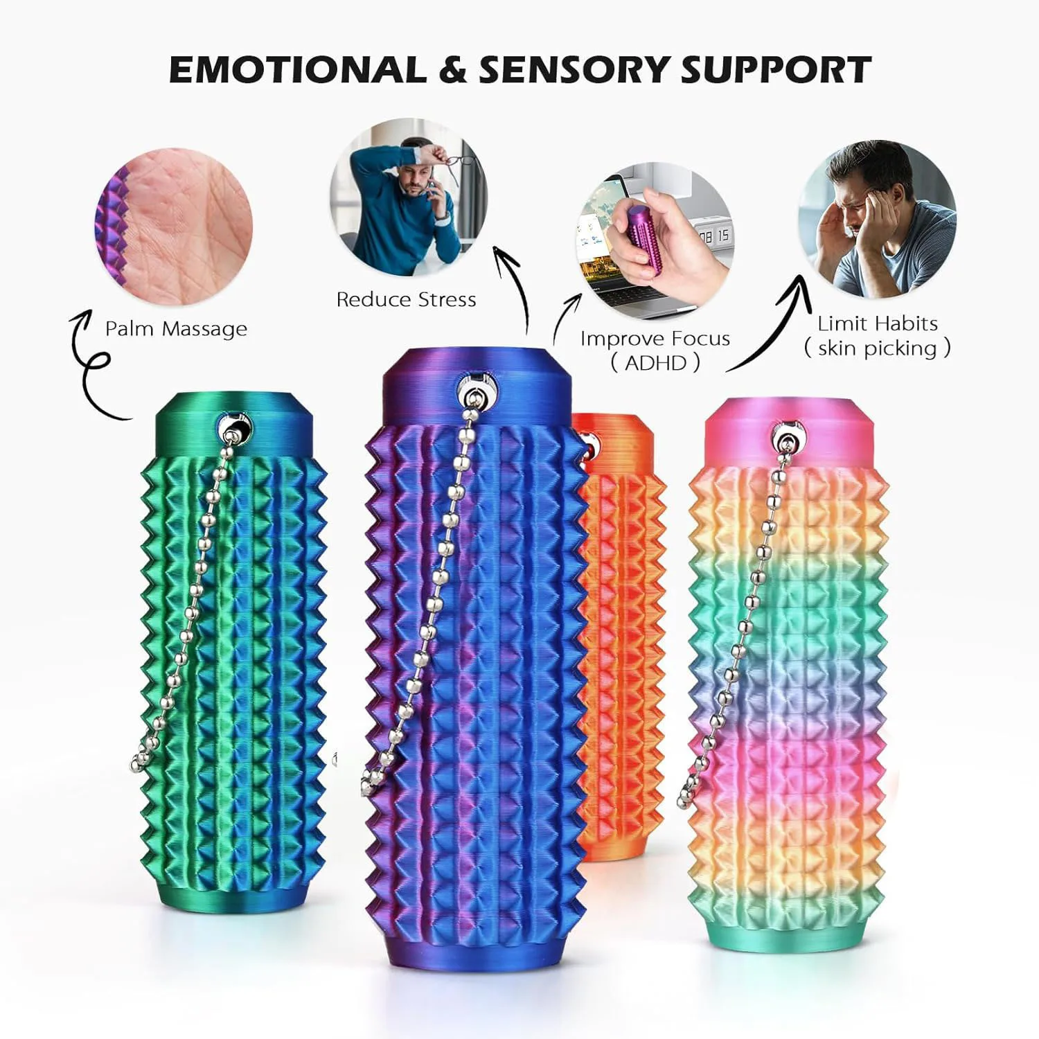 Llavero sensorial mini con diseño espigado