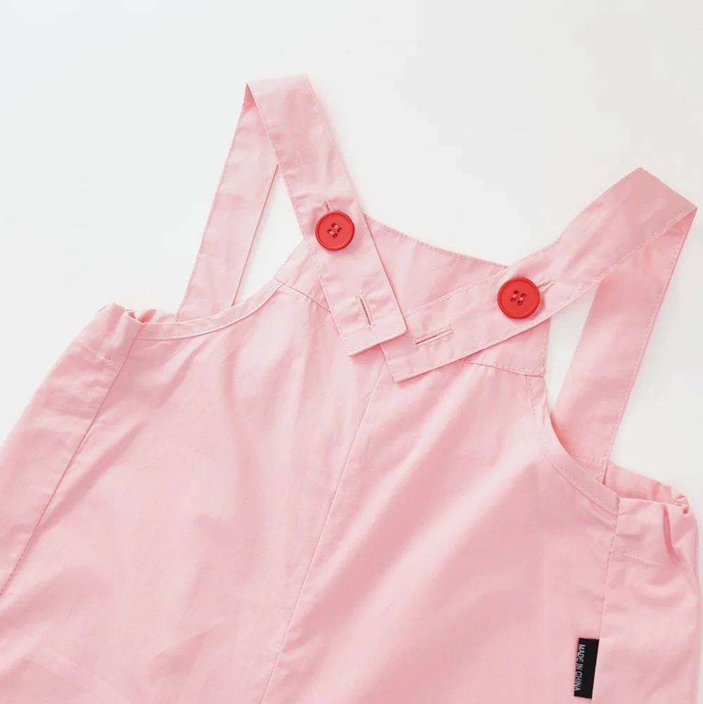 Monos de verano para niña en algodón rosa, pantalón suelto - imagen 2