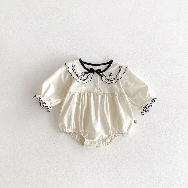 Body verano niña manga corta – Cuello vuelto bordado - imagen 4