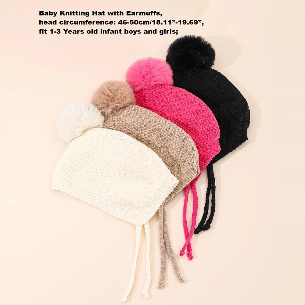 Gorro de punto bebé con orejeras y pompón – Cálido y suave - imagen 2