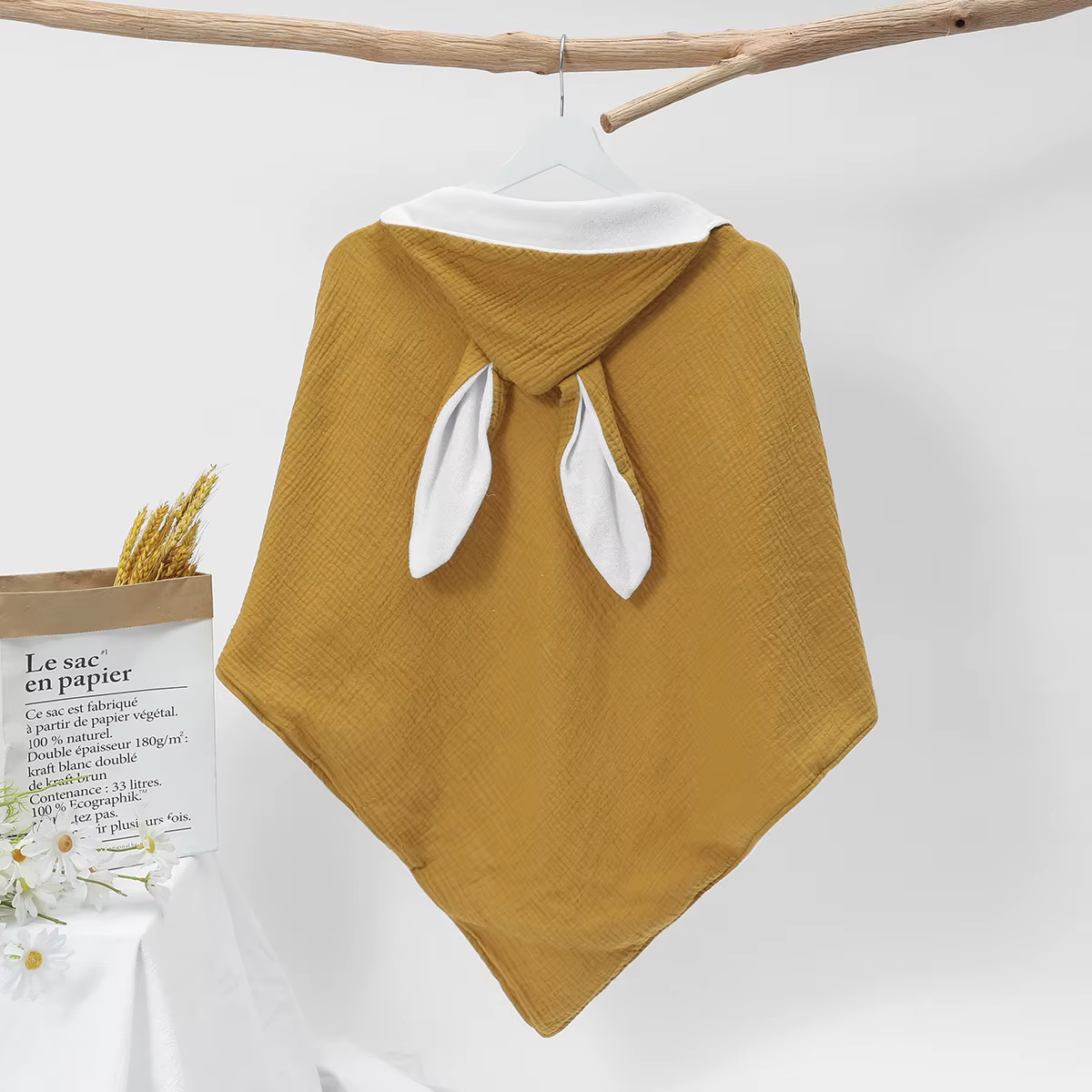 Toalla de baño con capucha orejas conejo para bebé - imagen 4