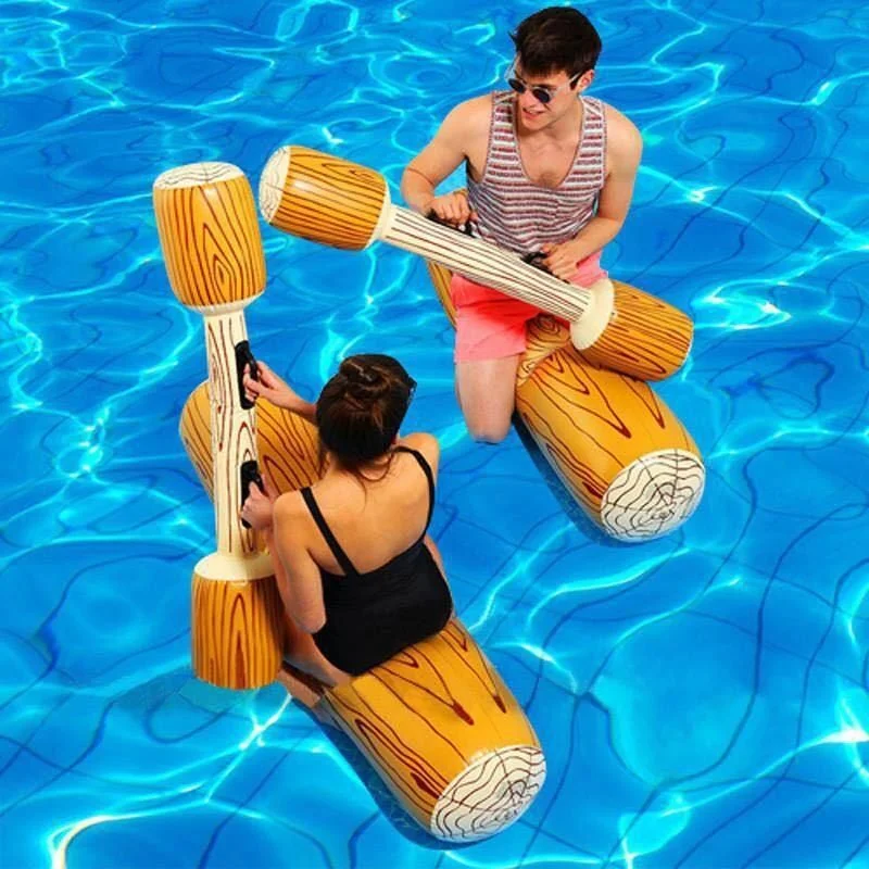 Flotador inflable forma percha en piscina